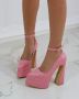 🩷Стилни розови дамски обувки на ток🩷, снимка 1 - Дамски обувки на ток - 45445645