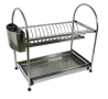 Двуетажен сушилник за чинии и прибори, висококачествена неръждаема стомана, 46х28х44 см