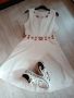 Бяла рокля с мотиви- XS-S, снимка 1 - Рокли - 45088383