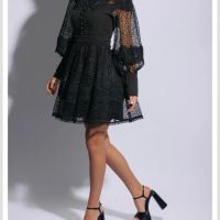 Дамска черна рокля, снимка 3 - Рокли - 46200842