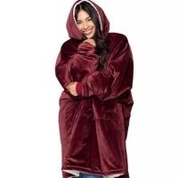 Универсален ежедневен халат / Одеяло с ръкави / Цвят:  Червено, тъмно синьо, сиво, черно, розово / Г, снимка 3 - Други - 45687307