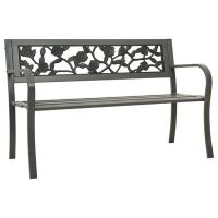 vidaXL Градинска пейка, 125 см, стомана, сива(SKU:312038, снимка 1 - Градински мебели, декорация  - 45541613
