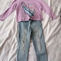 Сет дънки и блузка, снимка 1 - Детски панталони и дънки - 45100751