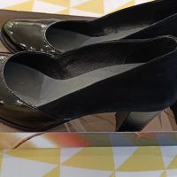 Официални дамски обувки, ток 8 см., черен лак и велур. Цена 70лв., снимка 3 - Дамски елегантни обувки - 45248173