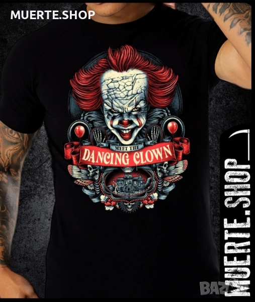 Черна тениска с щампа PENNYWISE DANCING CLOWN, снимка 1