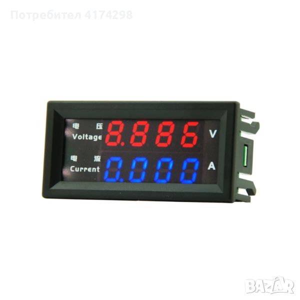 M4430 DC 100V / 10A Електронен цифров волтметър амперметър 0.28'' 4 бита червен/син LED, снимка 1