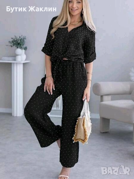 Дамски черен сет с камъни, снимка 1