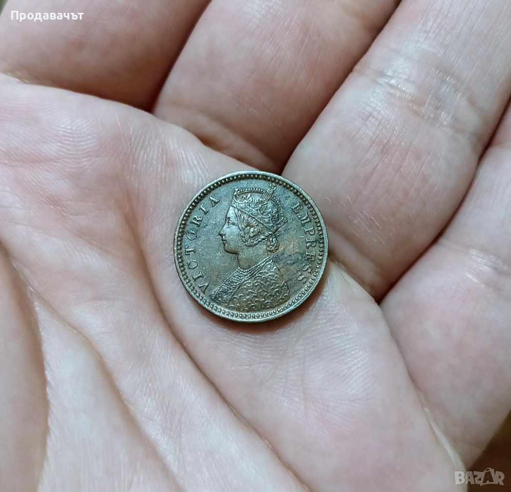 1/12 анна 1888 г. Индия, кралица Виктория, снимка 1