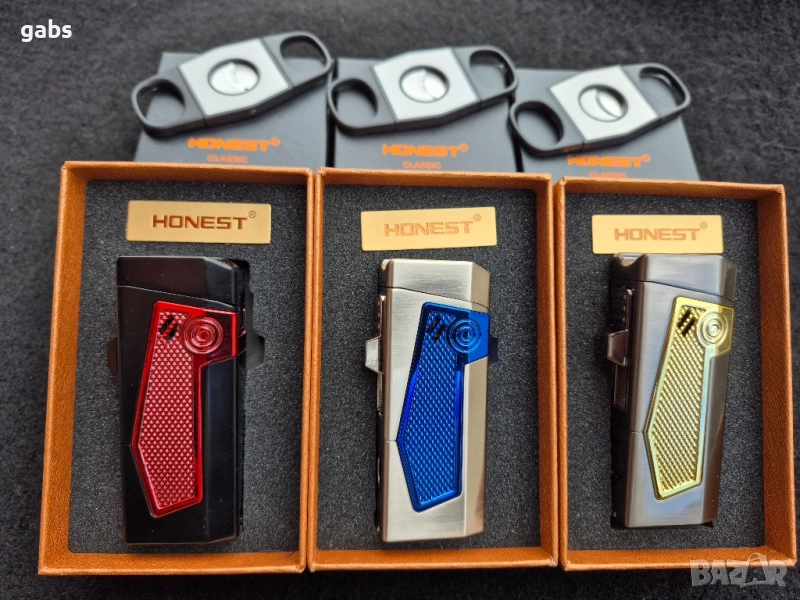 Луксозна запалка за пури HONEST с подарък резачка,три цвята, снимка 1