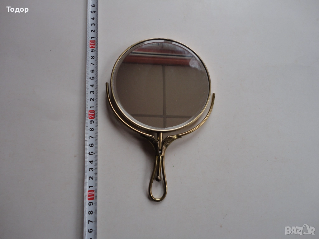 Двустранно бронзово настолно огледало , снимка 1