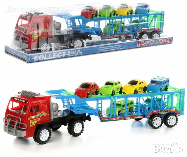 Камион Автовоз с 6 коли на два етажа, влекач, снимка 1