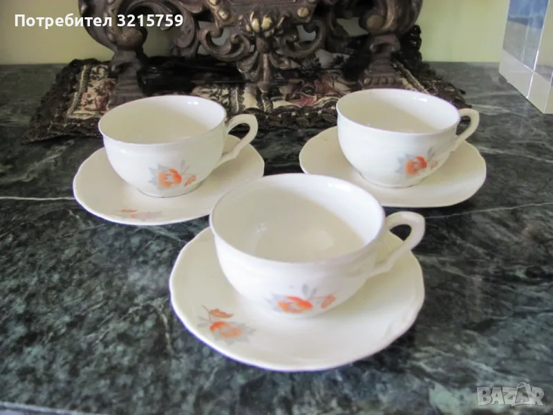 Порцеланови чашки за кафе -3 броя, маркирани, снимка 1