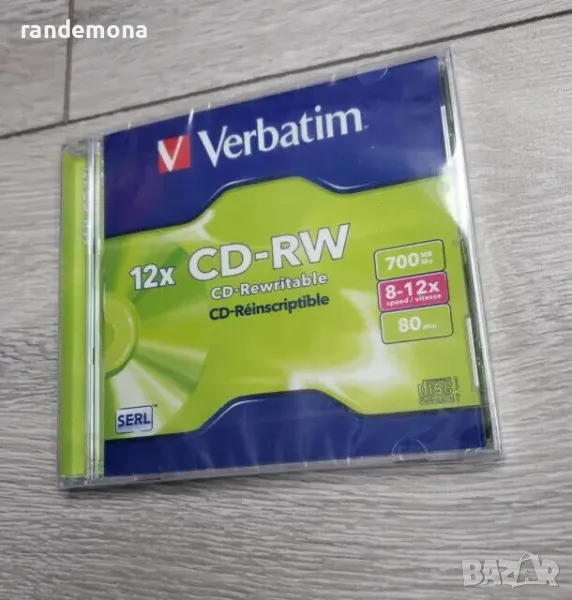 Verbatim CD-RW диск, презаписваем, SERL, 700MB, 8-12x, снимка 1