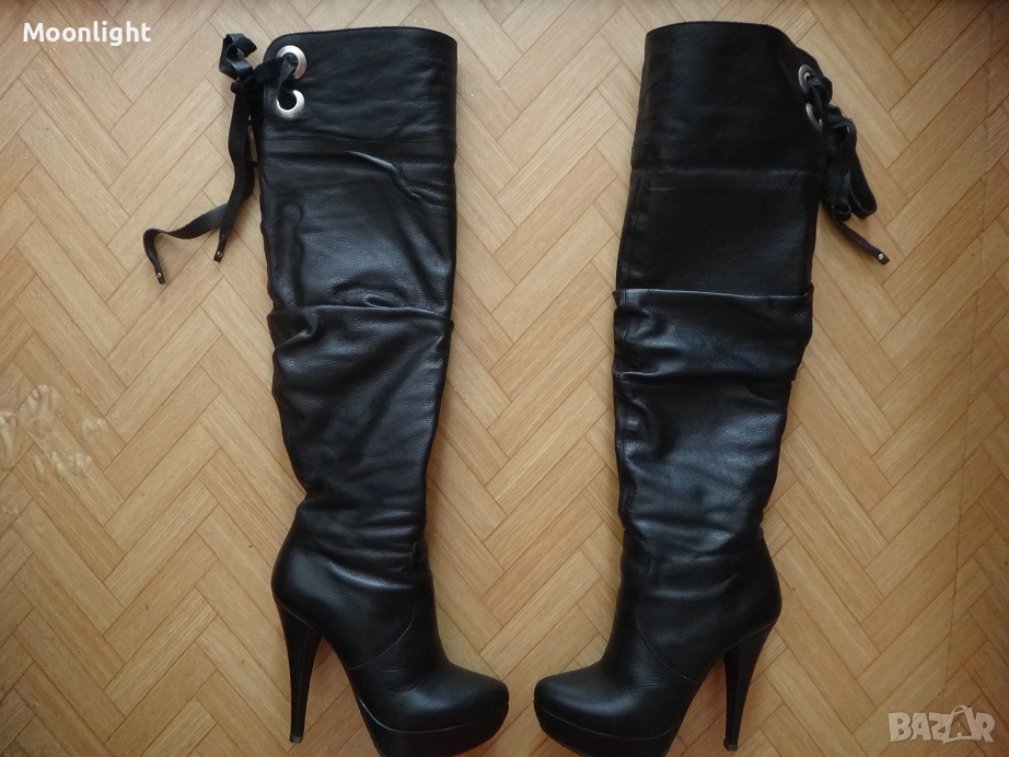 Ботуши FABIANO естествена кожа на висок ток и платформа, номер 36, снимка 1