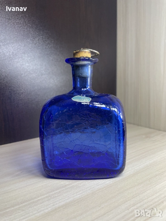 Ture Berglund стъклена бутилка с коркова тапа 1930г., снимка 1