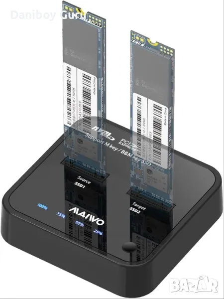 Дубликатор MAIWO K3016S 2 Bay m.2 SATA докинг станция, кутия за външен SSD M2 b key , m key, снимка 1