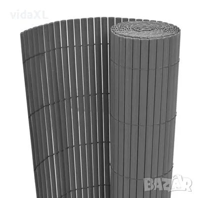 vidaXL Двустранна градинска ограда, PVC, 90x500 см, сива（SKU:43631, снимка 1