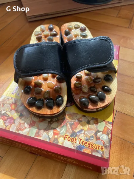 Масажни чехли подарък обувки с кристали камъни масажиращи екупунктура, снимка 1