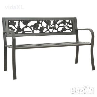 vidaXL Градинска пейка, 125 см, стомана, сива(SKU:312038, снимка 1