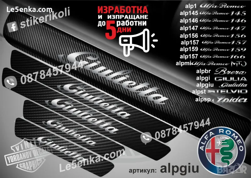 ПРАГОВЕ карбон Alfa Romeo Giulieta фолио стикери alpgiu, снимка 1