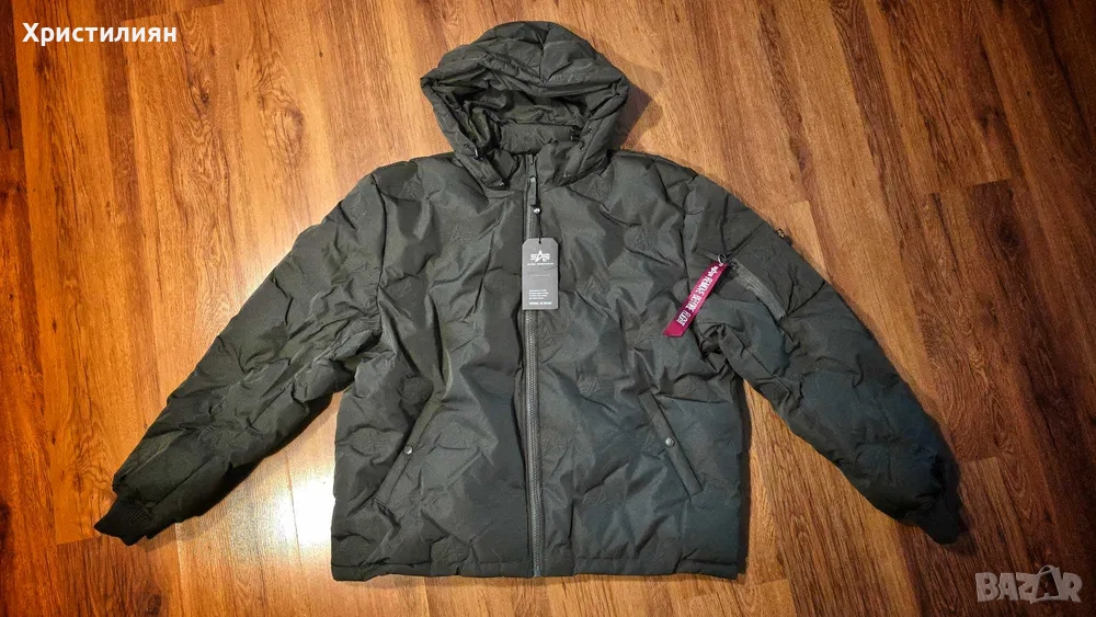 ALPHA INDUSTRIES Logo Puffer яке с качулка 3XL мъжко, снимка 1