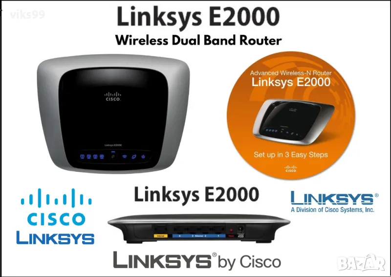 Linksys E2000 Dual-N Band Wireless Router, снимка 1