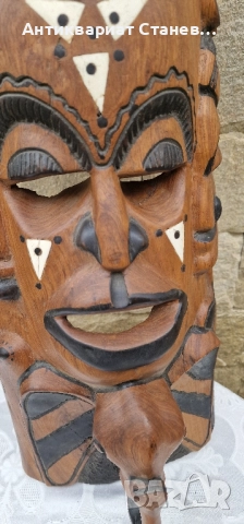 Тежка и масивна дървена маска – дялана изцяло от едно цяло дърво, снимка 13 - Декорация за дома - 51671198
