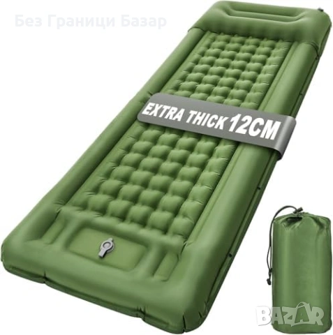 Нов Ултралек Надуваем къмпинг матрак 12 см с помпа и възглавница Легло пътуване 