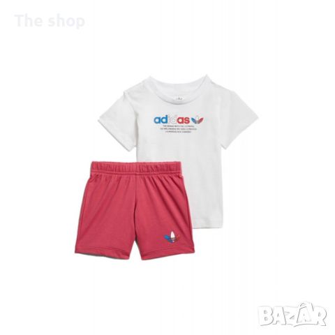 ДЕТСКИ СПОРТЕН ЕКИП ADIDAS ORIGINALS ADICOLOR SHORTS AND TEE SET WHITE/PINK (002), снимка 1 - Комплекти за бебе - 45946356