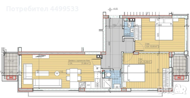 Тристаен апартамент , снимка 4 - Апартаменти - 53505211