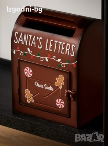 Метална коледна кутия "Santa's letters"  с отваряща се вратичка, снимка 2 - Декорация за дома - 47709243