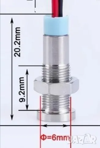 LED сигнална, индикаторна лампа 6мм на 220v и 12v, снимка 2 - Друга електроника - 49247360