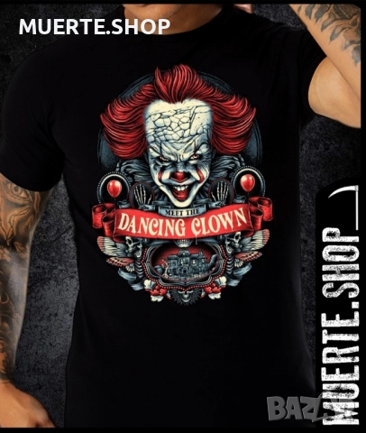 Черна тениска с щампа PENNYWISE DANCING CLOWN