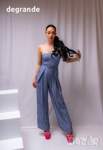 Луксозен син дамски гащеризон