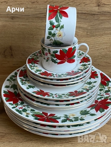 Порцеланов сервиз с коледен мотив -Gibson, снимка 2 - Сервизи - 52503703