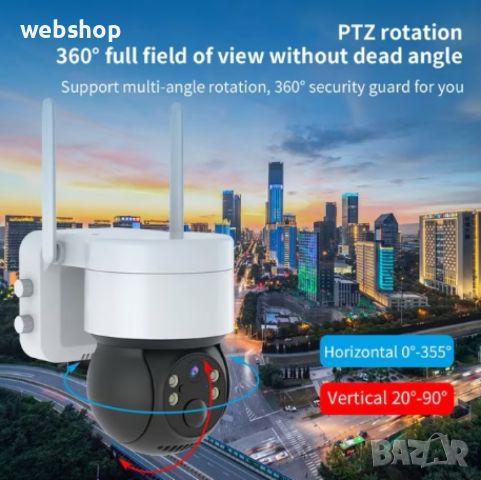 Соларна WIFI камера със соларен панел PTZ 360, ICSEE, 1080P, Full HD, цветно Hощно Bиждане, снимка 10 - IP камери - 46302337