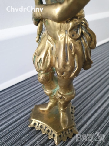 20см-2кг статуетка/стара френска бронзова фигура-надстройка за каминен часовник, снимка 3 - Антикварни и старинни предмети - 53481147