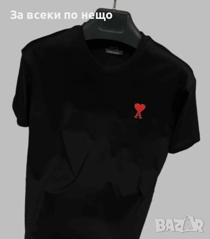 Ami Мъжка Черна Тениска👕Мъжка Блуза С Къс Ръкав В Черен Цвят Ами Код I_10