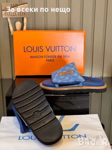 Louis Vuitton Дамски Сини Чехли Луис Витон Код E367, снимка 2 - Чехли - 50421943