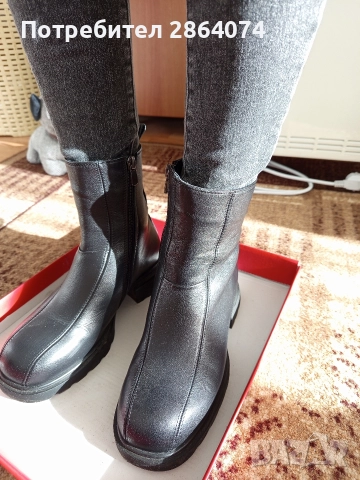 Черни боти от естествен кожа , снимка 3 - Дамски боти - 52943443