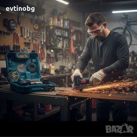 Мини ъглошлайф KraftRoyal 24V 6Ah с безчетков мотор и 2 батерии за бързо и прецизно рязане