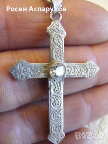 Красив И Стилен Сребърен Кръст С Ланец, снимка 4 - Колиета, медальони, синджири - 53664583