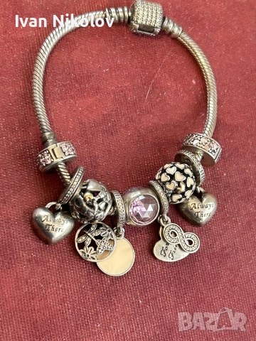 Гривна Пандора с 9 талисмана оригинал, снимка 2 - Гривни - 52891206