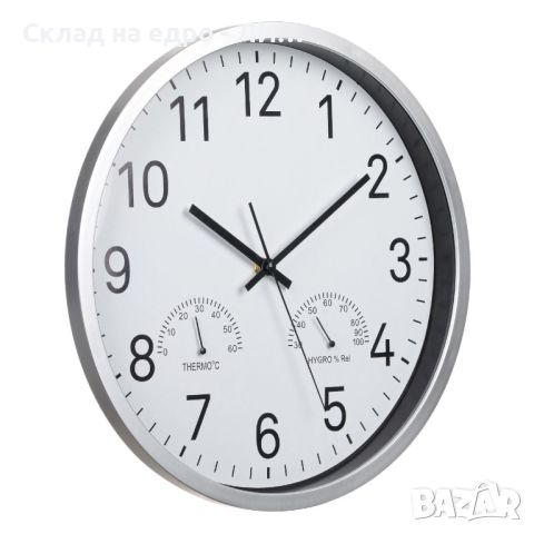 Стенен часовник Liberta, Влажност, Температура, Сребрист, 34 см, снимка 2 - Стенни часовници - 45700562