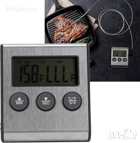 Дигитален термометър за барбекю/фурна / С таймер и магнит, снимка 9 - Други стоки за дома - 51678386