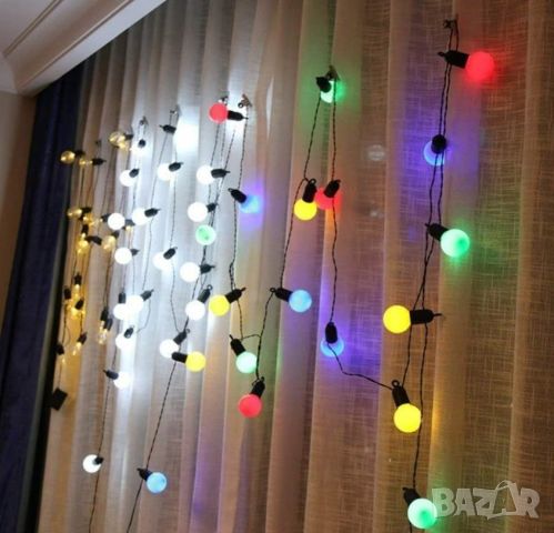 Гирлянд от крушки с цветни светлини. 5 метра дълга верига от цветни LED крушки; Ярка и цветна светли, снимка 6 - Декорация за дома - 45780680