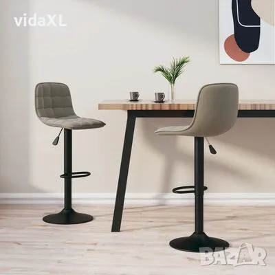 vidaXL Бар табуретки, 2 бр, светлосиви, кадифе(SKU:333991), снимка 3 - Дивани и мека мебел - 48830266