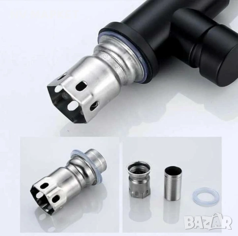 Смесител Едноръкохватков кухненски, неръждаема стомана 360° въртящ се смесител за мивка, снимка 6 - Смесители - 53837348