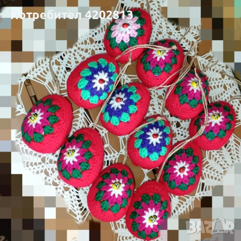 Ръчна изработка .Плетени  Великденски яйца , 8 см  , снимка 5 - Декорация за дома - 53671986