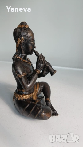Бронзова статуетка на музикант в медитация , излъчващ спокойствие и духовна хармония. , снимка 7 - Статуетки - 53727276
